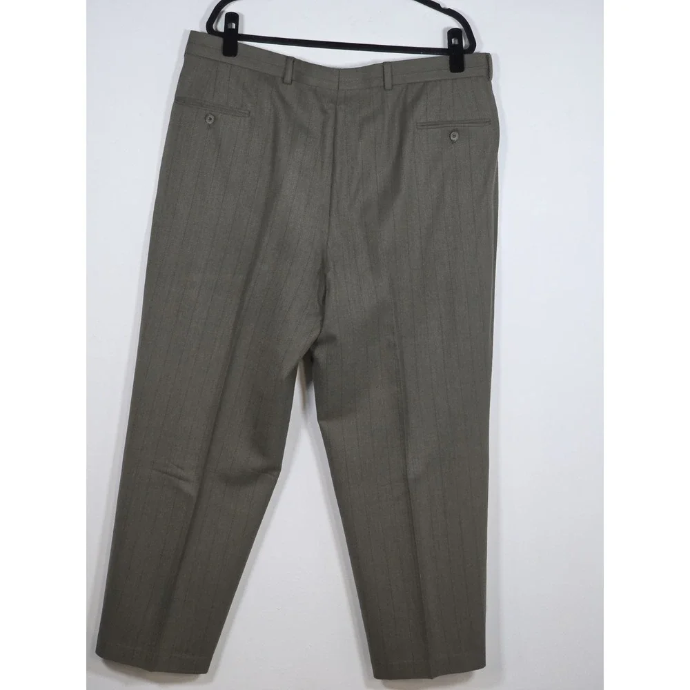 Calvin Klein Double-Breasted Suit 46 Wool NWOT Vintage USA Union Made Gray Green